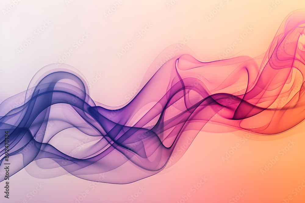 Fototapete a fluid gradient abstract wave pattern with soft pink, purple, and orange hues creating a flowing an
