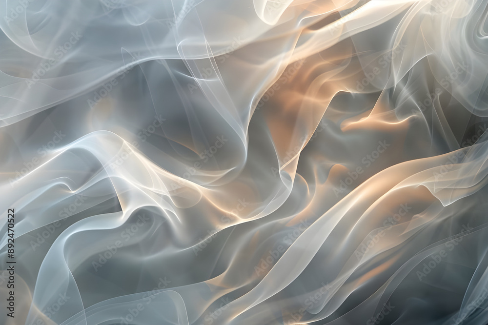 Poster A mesmerizing abstract art piece featuring flowing smoke patterns in serene grey tones, creating a tranquil and fluid visual effect.
