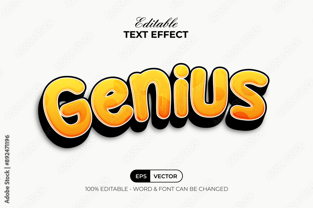 Poster genius text effect 3d style. editable text effect.