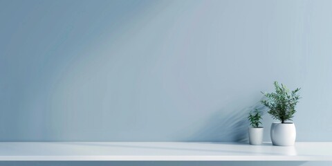 Obraz premium A minimalistic blue background with subtle interplay of shadow and light, creating a serene and sophisticated atmosphere