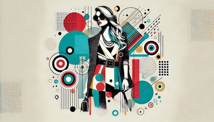 creative collage depiction of a female figure in abstract art. fashionable collage