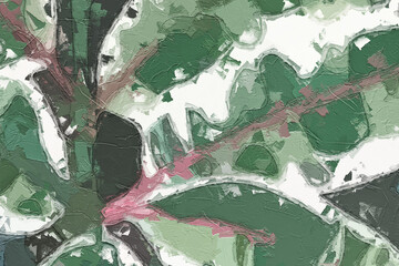 Oil paintings and various flowers, monkeys, lotus leaves, fish, birds, tropical leaves, beautiful scenery