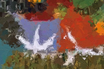 Oil paintings and various flowers, monkeys, lotus leaves, fish, birds, tropical leaves, beautiful scenery