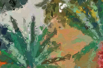 Oil paintings and various flowers, monkeys, lotus leaves, fish, birds, tropical leaves, beautiful scenery