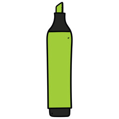 Hand drawn cartoon green marker pen on a white background.