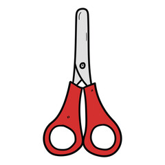 Hand drawn cartoon stationery scissors on white background.