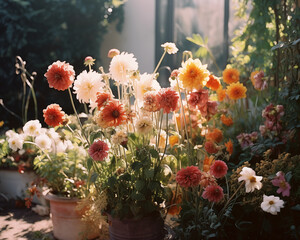Autumn flowers background.