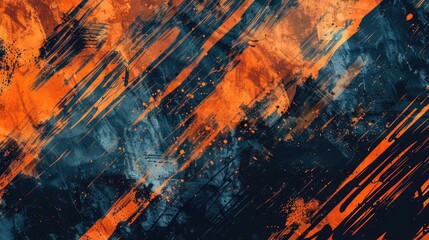 Abstract orange, black and blue background with grunge brush strokes. textures for poster and web banner design, perfect for extreme, sportswear, racing, football, motocross	