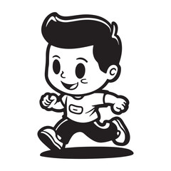 Simple running male character, black vector illustration on white background