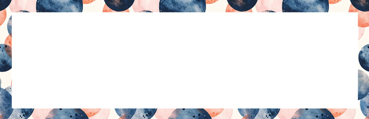 Banner with watercolor stylish abstract frame in blue and pink. Design template for invitations, advertisements, web newsletters and posters with copyspace.