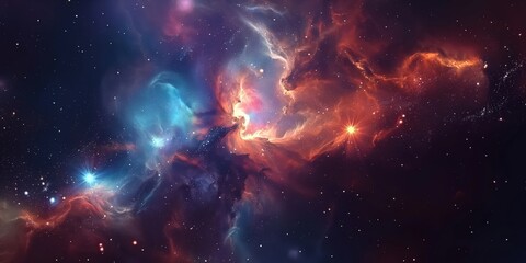 Colorful space galaxy cloud nebula. Stary night cosmos. Universe science astronomy. Supernova background wallpaper created by ai