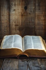 An open book sitting on a wooden table, perfect for education or office use