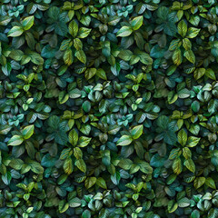 Lush green foliage wall close up image