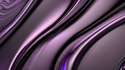 Obraz premium captivating texture: abstract background with smooth undulating lines, shimmering purple and violet hues, evoking liquid metal and futuristic glossy surface