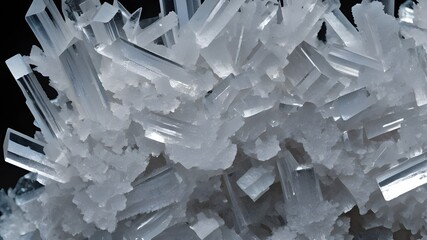 Close-Up of Granular Salt Crystals with Sharp Edges and Reflective Surfaces