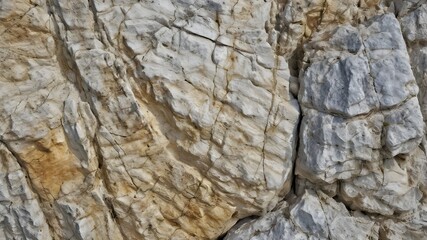 Obraz premium Close-Up of Rough Limestone Rock Featuring Natural Patterns and Textures
