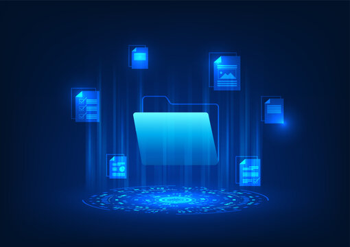Digital data storage technology document file icon by technology circle It represents digital document files stored on servers using high-speed internet that are secure and always available.