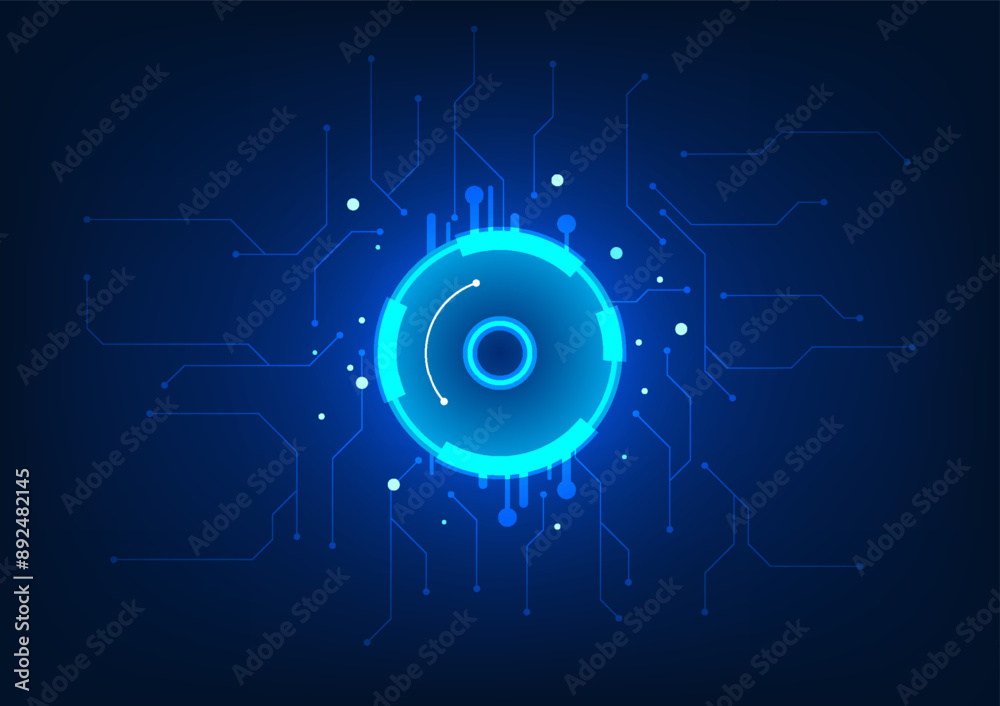 Poster technology abstract background. hi-tech circles connected with technology circuits. it represents th