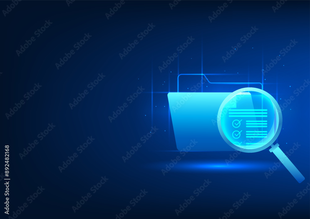 Poster information search technology the document icon in front is a magnifying glass that allows you to vi