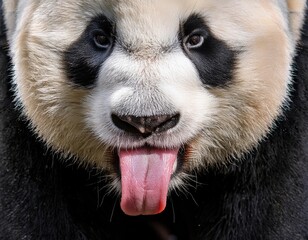 Obraz premium Close-Up of Panda's Tongue: A Surprisingly Textured Treat