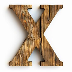 Wooden Letter X Isolated on White Background