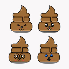 simple dirt bundle design, brown, with various facial expressions, white background. Vector illustration