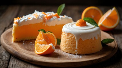 an image of a single perfectly frosted orange creamsic background