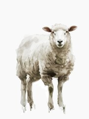 Fototapeta premium A single sheep standing on a clean white background