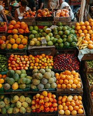 a fruit stand with many different types of fruit