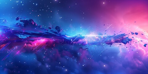 Fototapeta premium Abstract background with cracks and abstract light flares in blue and purple tones.