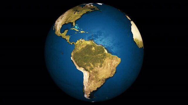 Endless loop of planet earth rotating on alpha channel background.