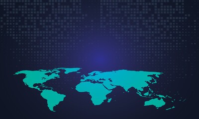 Abstract technology background with world map. Vector illustration. Eps 10.