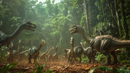 An enraged Tyrannosaurus rex, a formidable predator from prehistoric times, launches a ferocious attack, demonstrating its immense power and dominance