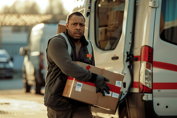 A courier delivers medical supplies to a healthcare facility, emphasizing the critical role of timely and reliable delivery services in the healthcare sector, ensuring essential medical needs are met 