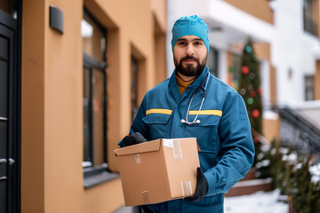 A courier delivers medical supplies to a healthcare facility, emphasizing the critical role of timely and reliable delivery services in the healthcare sector, ensuring essential medical needs are met 