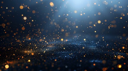 abstract blue black festive bokeh light particles textured background