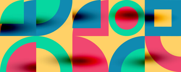 Obraz premium Neo memphis geometric pattern with circles, squares. Pop art abstract background for covers, banners, flyers and posters and other templates