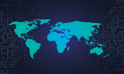 Naklejka premium Abstract technology background with world map. Vector illustration. Eps 10.