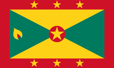 Flag of Grenada National. Grenada flag. Standard color. Standard size. Icon design. Computer illustration. Vector illustration