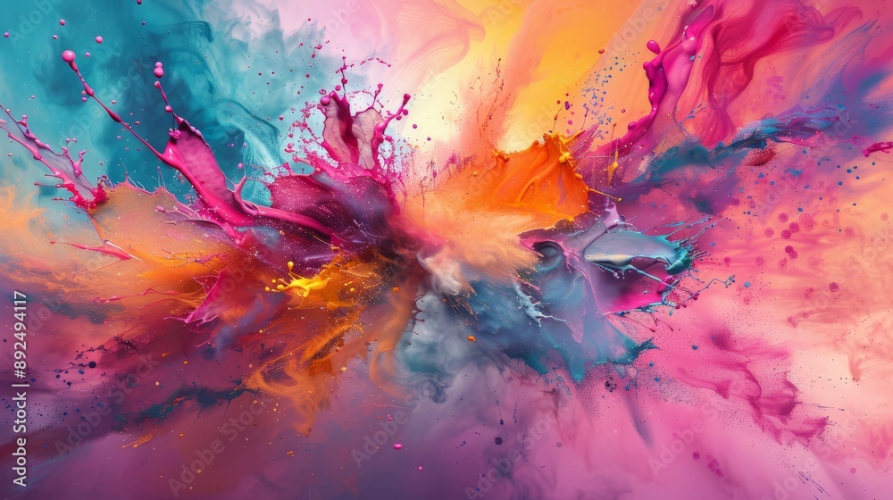 Aufkleber Exploding colors with abstract background symbolizing creative ideas and innovation. Vibrant representation of creativity and inspiration.
