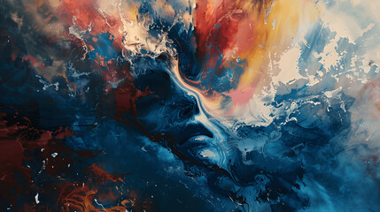 Abstracts portraits showing different human emotions and mental health issues