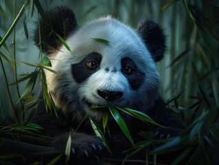 Fototapeta premium panda eating bamboo