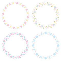 floral wreath colorfull pastel pencil style cute hand drow
