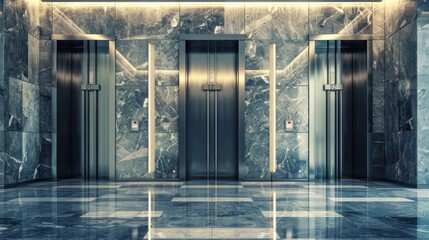 Obraz premium Elevator Doors in Office Building