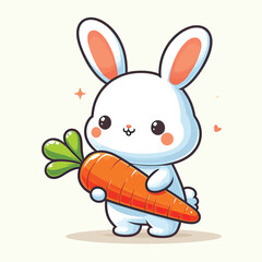 Obraz premium A rabbit holding a carrot Adobe Illustrator Artwork