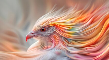 Fototapeta premium Phoenix in futuristic watercolor, flowing brushstrokes, vibrant hues, seamless blending