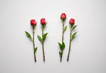 Obraz premium image of four small roses on a white background