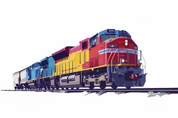 Logistics Industry Colorful Isolated Train Web Graphic Generative Illustration Vector