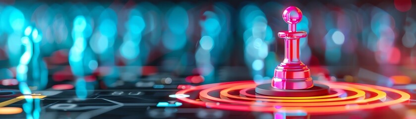 digital pawn on a futuristic board, symbolizing strategy and technology in modern gaming.