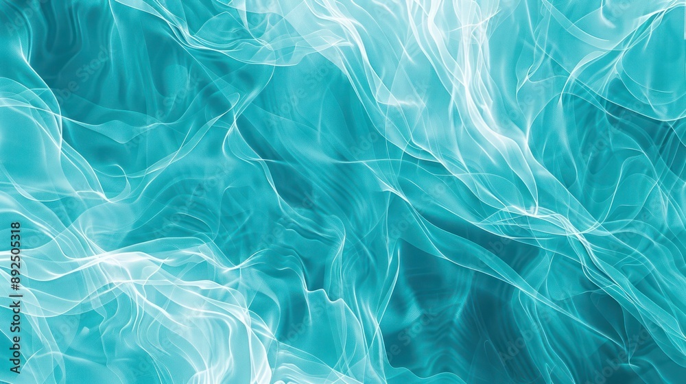 Fototapete calm and soothing aqua plexus lines, text space on the left side for a balanced look